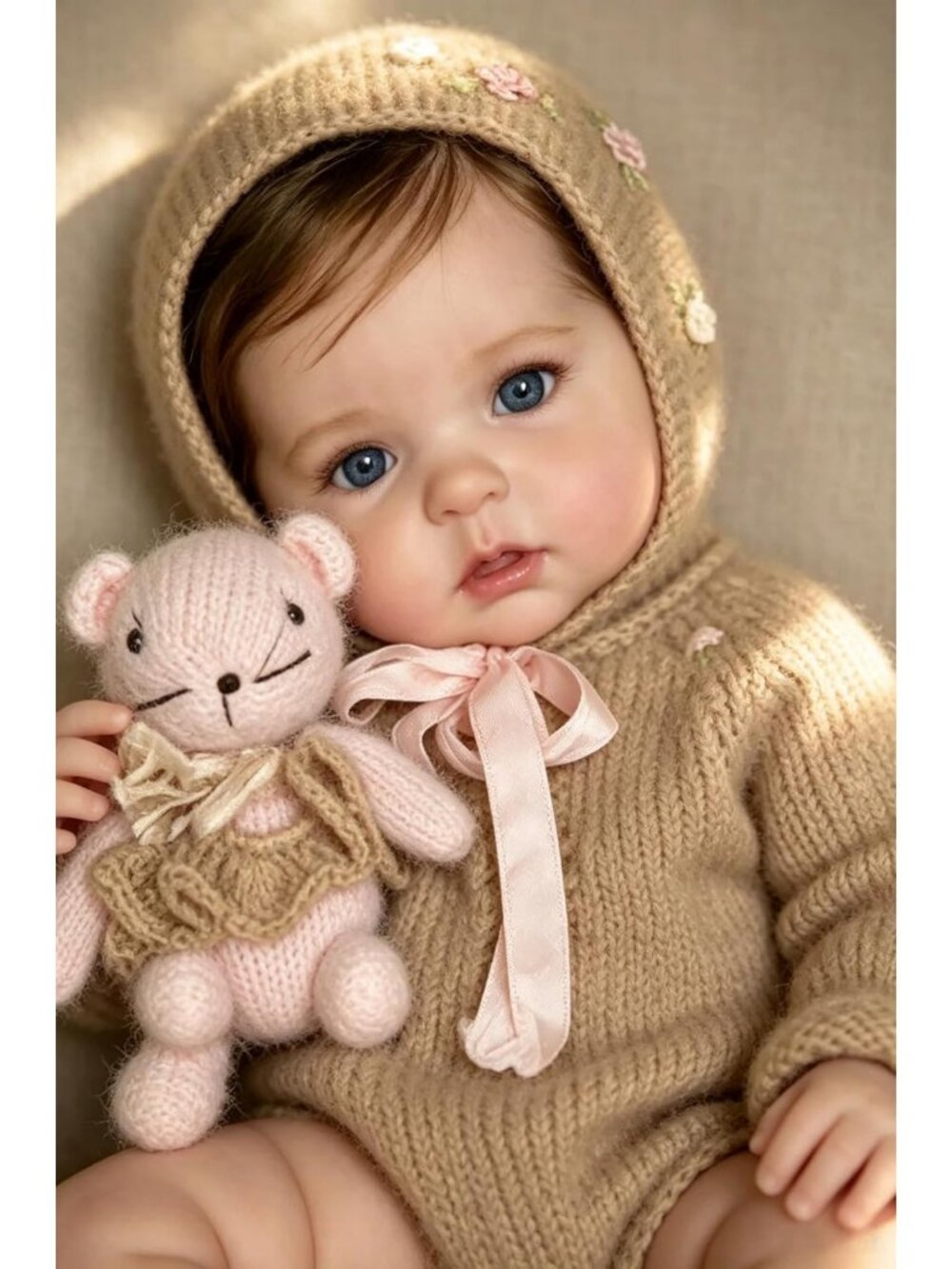 Lifelike 20" Reborn Baby Doll with Open Eyes, Realistic Veins & Soft Body